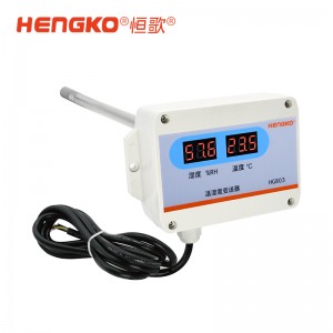 4-20mA 不锈钢15法兰探头 带显-HG803-4W4P-08管道式温湿度传感器工业级