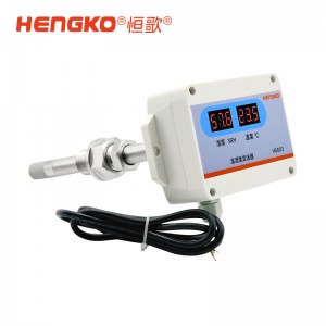 4-20mA 不锈钢15法兰探头 带显-HG803-4W4P-08管道式温湿度传感器工业级