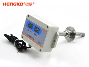 4-20mA 不锈钢15法兰探头 带显-HG803-4W4P-08管道式温湿度传感器工业级